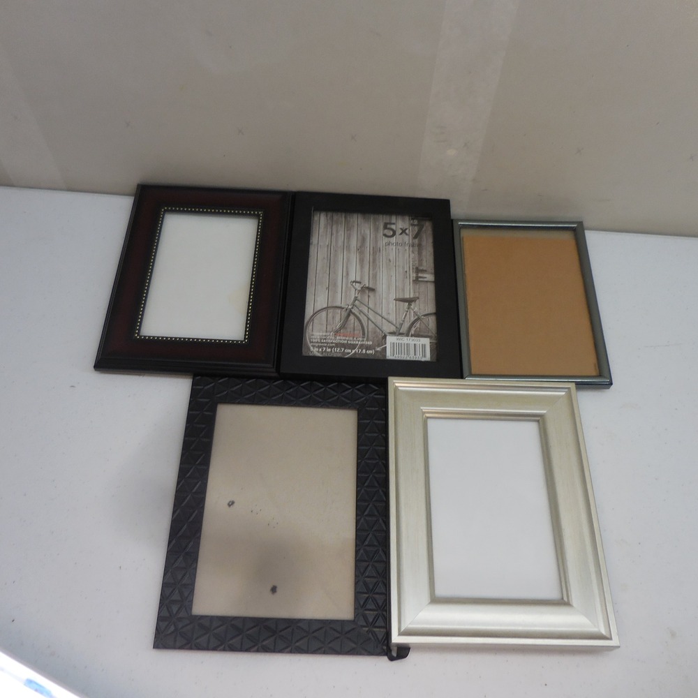 Lot of 5 Assorted Photo Frames Black Silver Wood Tone Gallery Wall Set 5x7 4x6